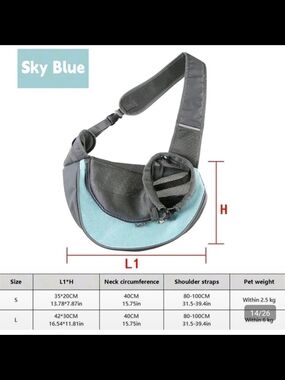 Hands-Free Pet Sling Carrier - Sky Blue